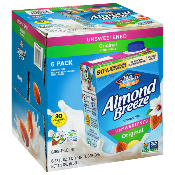 Almond Breeze Unsweetened Original Almondmilk, (6/32oz.)