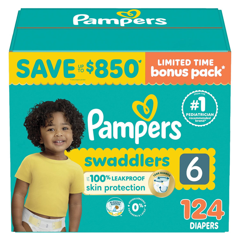 Pampers Swaddlers Diapers Size 6, (124ct.)