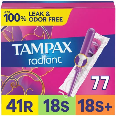 Tampax Radiant Tampons Trio Pack, Unscented, (80ct.)