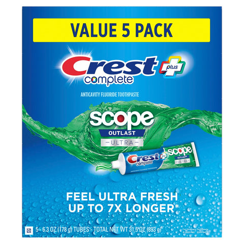 Crest Complete Whitening + Scope Toothpaste, Mint, (5.8 oz.)