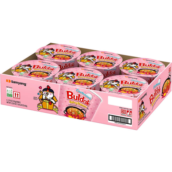 Samyang Spicy Chicken Noodle Carbonara Flavor Ramen Bowl, (6pk., 3.7oz.)