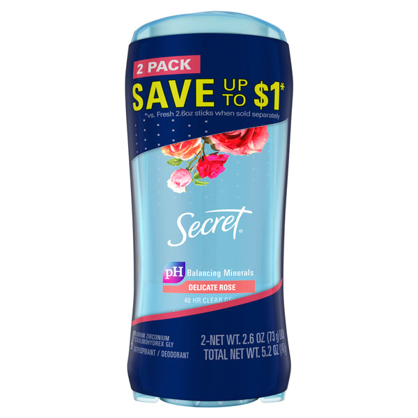 Secret Antiperspirant & Deodorant Fresh Clear Gel, Delicate Rose (2.6 oz., 2pk.)