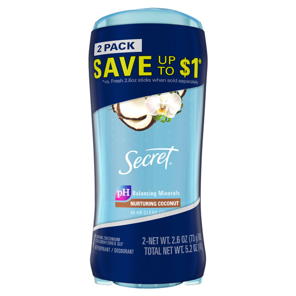 Secret Antiperspirant & Deodorant Fresh Clear Gel, Nurturing Coconut (2.6 oz., 2pk.)