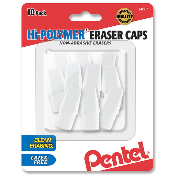 Pentel Hi-Polymer Latex Free White Cap Erasers (10pk.)