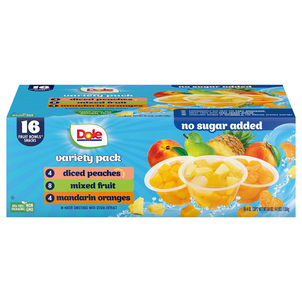 Dole Mixed Fruit Variety,No Sugar Added  (4 oz., 16ct.)
