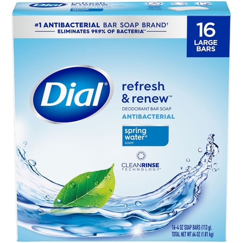 Dial Antibacterial Deodorant Soap, Spring Water (16/4oz.)