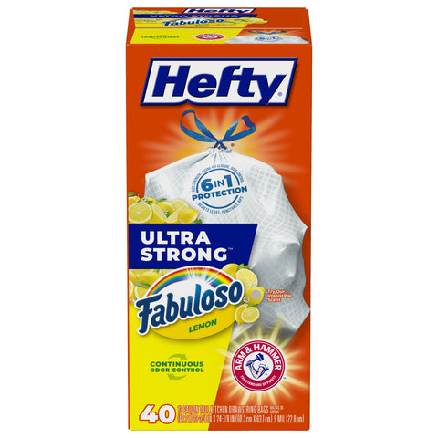 Hefty Ultra Strong Tall Kitchen Trash Bags, Fabuloso Lemon Scent (13Gal., 40ct.)