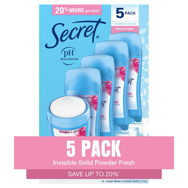 Secret Invisible Solid Deodorant, Powder Fresh (2.6 oz., 5 pk.)
