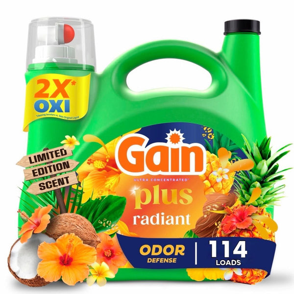 Gain Plus Liquid Laundry Detergent, Radiant, (114 Loads, 140 fl.oz.)