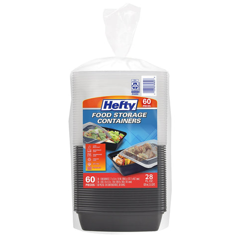 Hefty Food Storage Containers with Lids, (28oz., 60pc.)