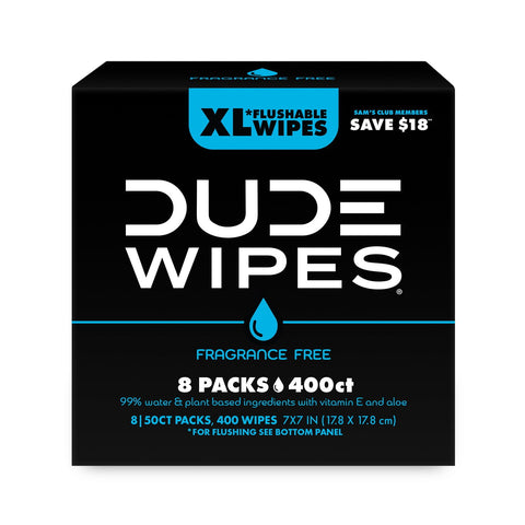 DUDE WIPES XL Flushable Wipes, Fragrance Free, (50ct.)