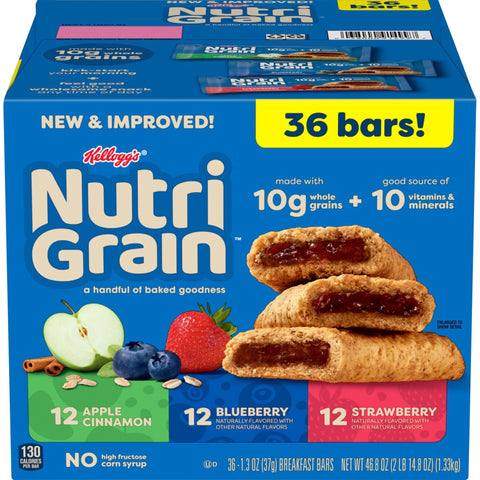 Kellogg's Nutri-Grain Bars Variety Pack (1.3 oz. bar, 36 ct.)