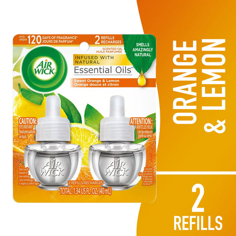 Air Wick Scented Oil Refills, Sweet Orange & Lemon Orange, (2ct., 0.67oz)