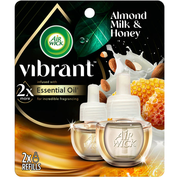 Air Wick Vibrant Plug in Scented Oil Refill, Almond Milk & Honey (2ct.)