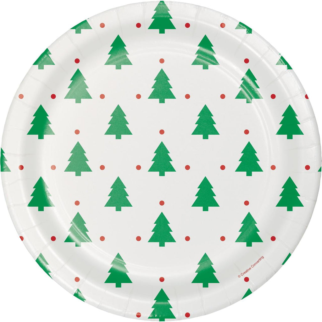 Holiday Time 9" Round Disposable Christmas Plates, Red & Green Christmas Tree (20 ct.)