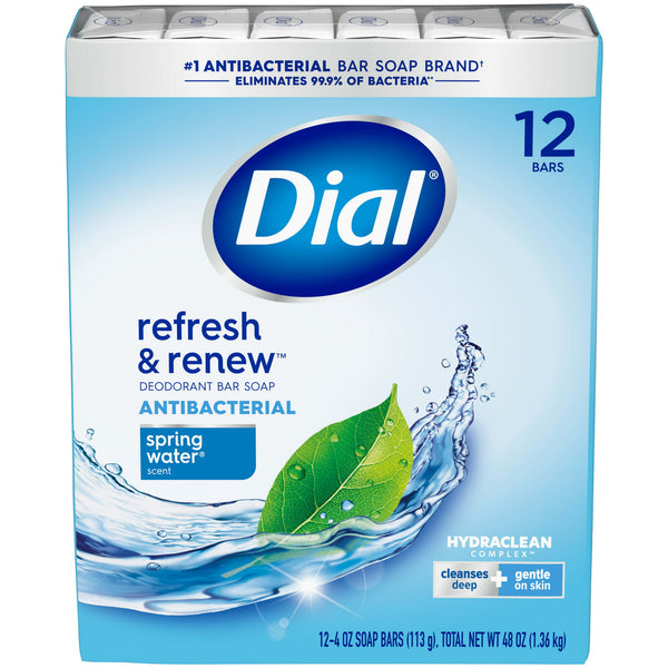 Dial Antibacterial Deodorant Soap, Spring Water (12/4 oz.)