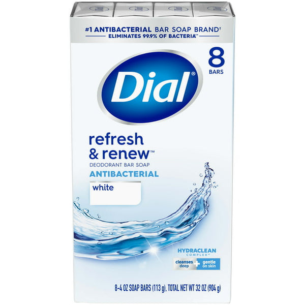 Dial Antibacterial Soap, Refresh & Renew, White (8/4 oz.)