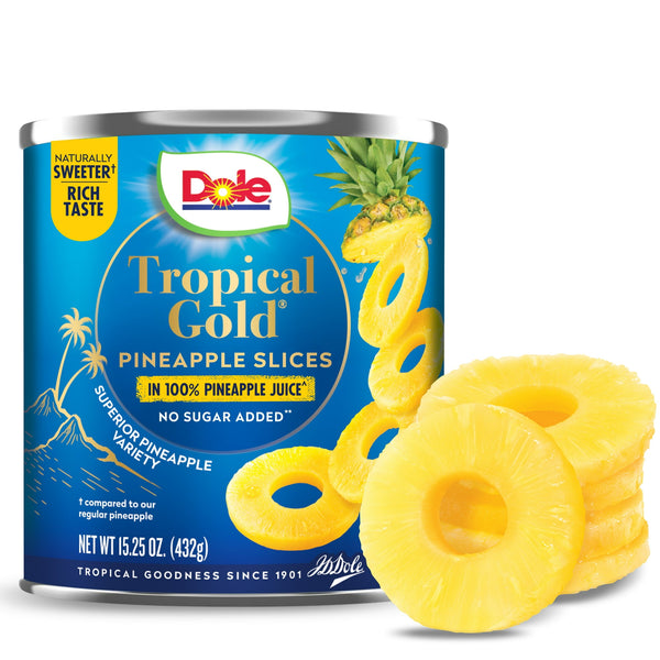 Dole Tropical Gold Pineapple Slices in 100% Pineapple Juice, (15.25oz)