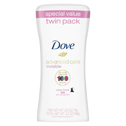 Dove Women’s Advanced Care Deodorant, Clear Finish (2ct./2.6oz.)