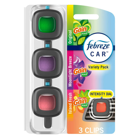 Febreze Car Air Vent Freshener, Gain Variety Pk (3ct.)