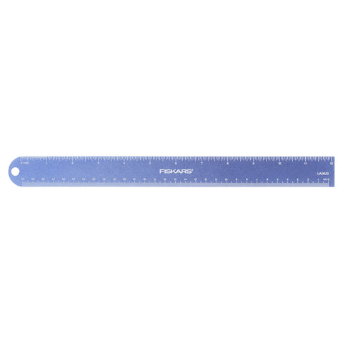 Fiskars 12" Metal Ruler, (Metallic Blue)