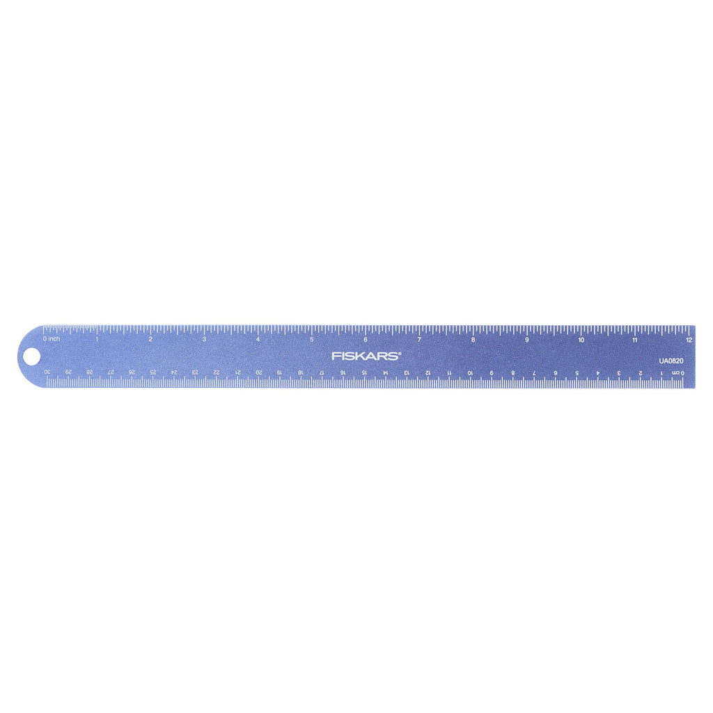 Fiskars 12" Metal Ruler, (Metallic Blue)