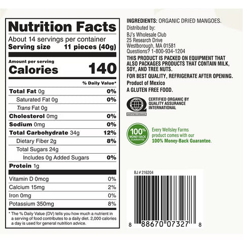 Wellsley Farms Organic Dried Mango, (20oz.)