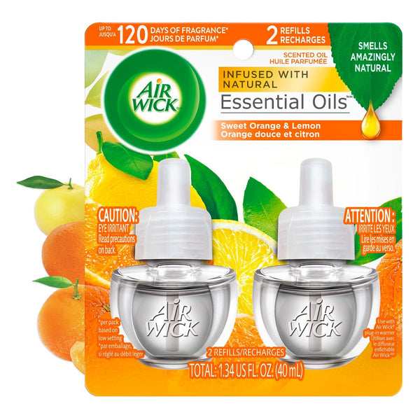 Air Wick Scented Oil Refills, Sweet Orange & Lemon Orange, (2ct., 0.67oz)
