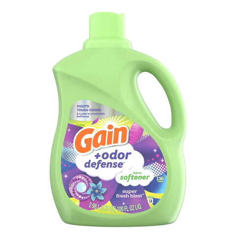 Gain Liquid Fabric Softener, Super Fresh Blast Scent, (100fl.oz., 136lds)
