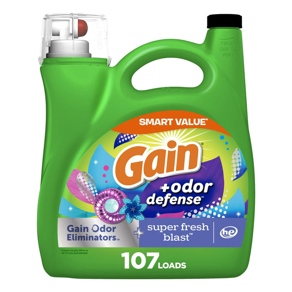 Gain Odor Defense Liquid Laundry Detergent , Super Fresh Blast (154 fl.oz.,107 lds)
