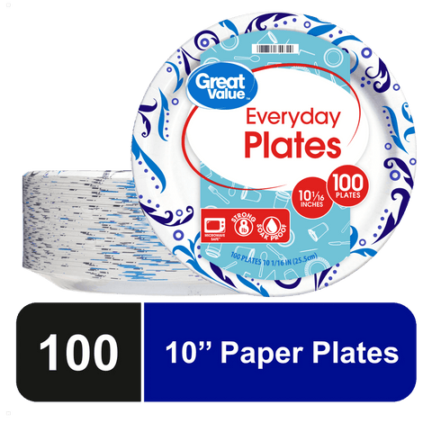 GV Everyday Disposable Paper Plates, (10",100ct.)