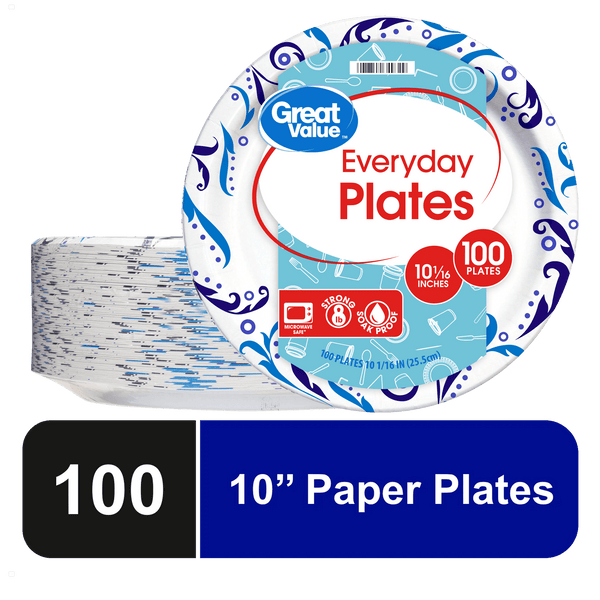 GV Everyday Disposable Paper Plates, (10",100ct.)