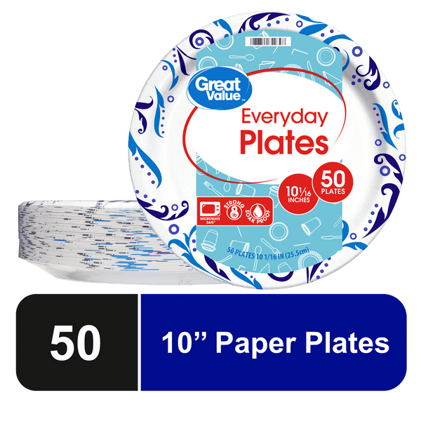 GV Everyday Disposable Paper Plates, (10", 50ct.)