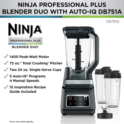 Ninja Professional Plus Blender DUO with Auto-iQ-DB751A