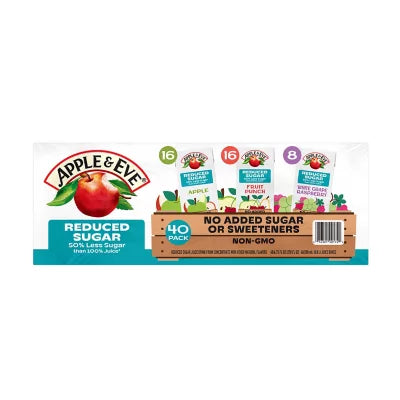 Apple & Eve Juice Reduced Sugar Variety Pack, (6.75 fl.oz., 40pk.)