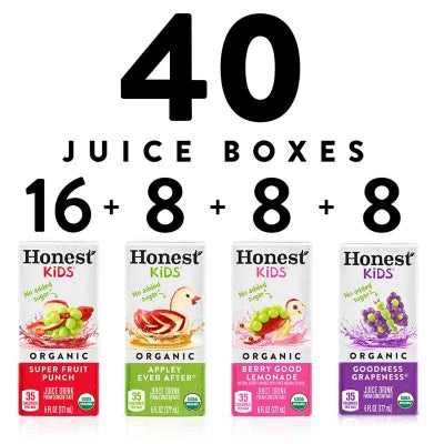 Honest Kids Organic Juice Drink Variety Pack (6 oz. boxes, 40 pk.)