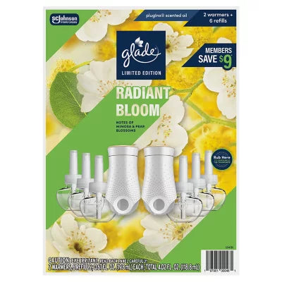 Glade PlugIns 2 Warmers + 6 Refills, Radiant Bloom (Limited Edition)