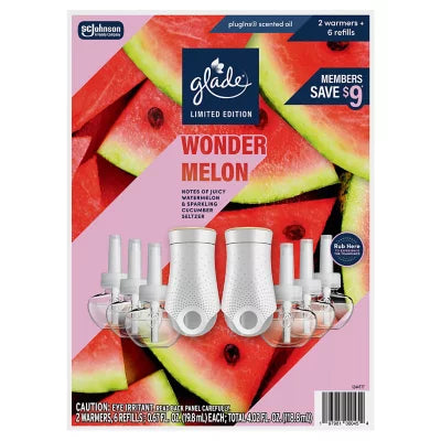 Glade PlugIns 2 Warmers + 6 Refills, Wonder Melon (Limited Edition)