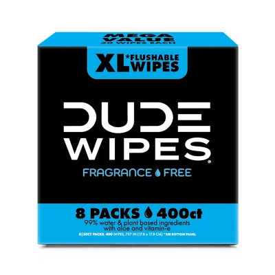 DUDE WIPES XL Flushable Wipes, Fragrance Free, (8/50ct.)