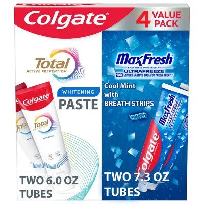 Colgate Total Whitening + Maxfresh Toothpaste, (4 pk.)