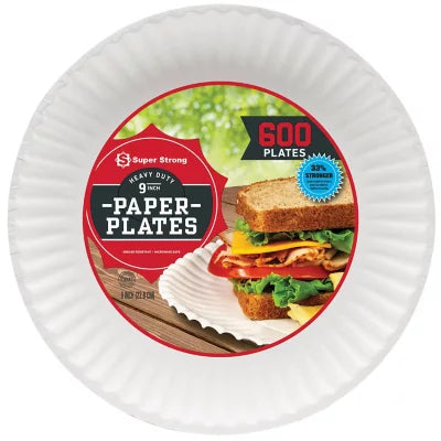 Super Strong Heavy-Duty Paper Plates, 9", (600ct.)