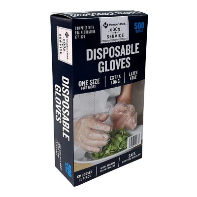 Member's Mark Commercial Plastic Disposable Gloves, (500ct.)