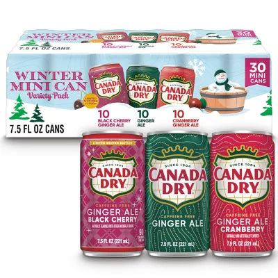 Canada Dry Winter Mini Variety Pack, (30/7.5oz.)