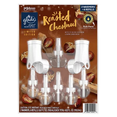 Glade PlugIns 2 Warmers + 6 Refills, Roasted Chestnut (Limited Edition)