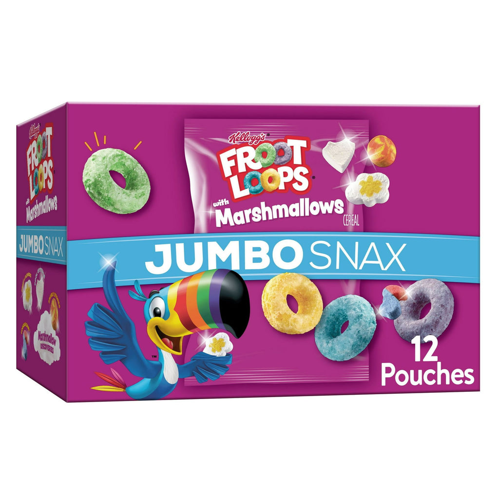 Kellogg's Jumbo Snax Cereal Snacks, Froot Loops w/Marshmallows, (12ct., 5.4oz.)