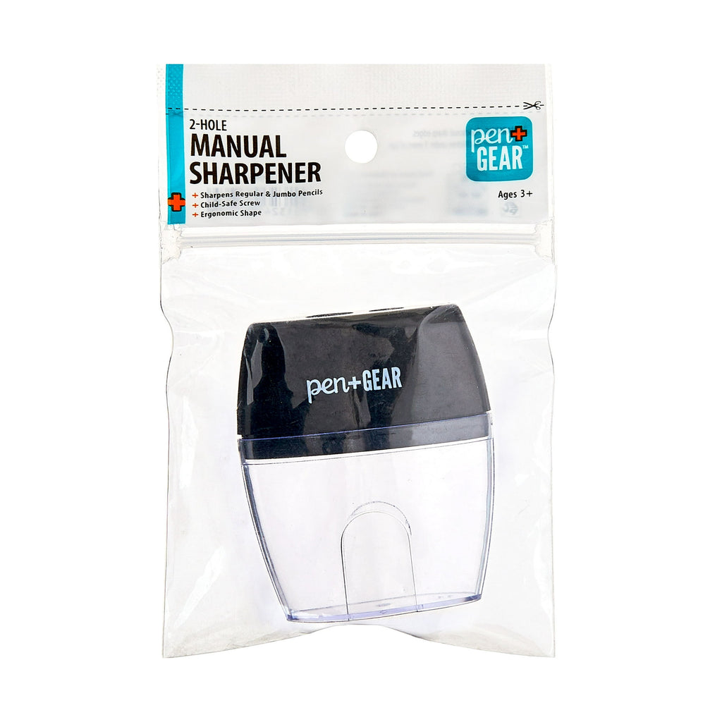 Pen+Gear 2-Hole, Manual Pencil Sharpener, Black