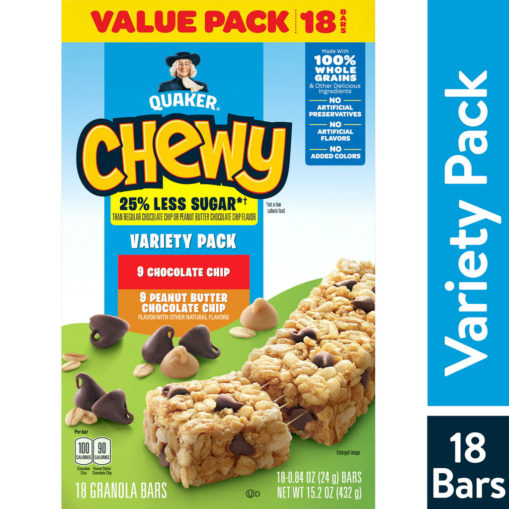 Quaker Chewy Granola Bars, Variety Pack (18ct.)