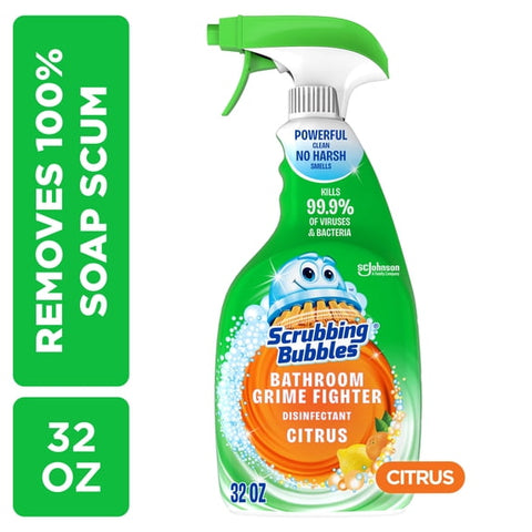 Scrubbing Bubbles Disinfectant Bathroom Grime Fighter Spray, Citrus (32fl.oz.)