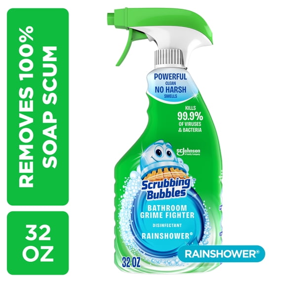 Scrubbing Bubbles Disinfectant Bathroom Grime Fighter Spray, Rain Shower (32fl.oz.)