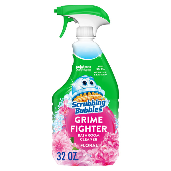 Scrubbing Bubbles Disinfectant Bathroom Grime Fighter Spray, Floral Fusion, (32fl.oz.)